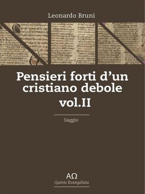 cover image of Pensieri forti d'un cristiano debole--Volume I